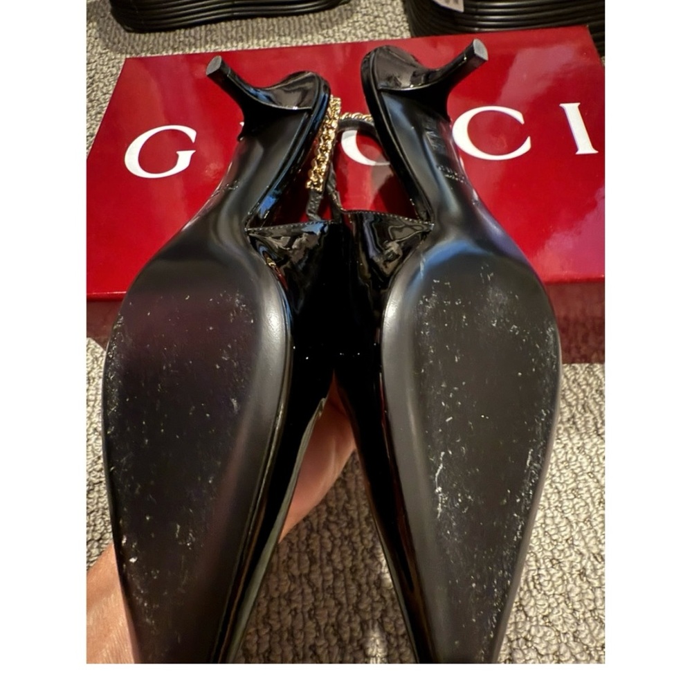 Gucci heels size 8 kitten heels, sling back gold Gucci pointed toe - Picture 9 of 9